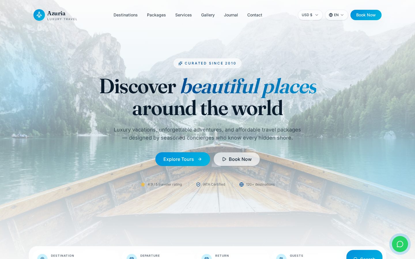 Azuria Travel website preview
