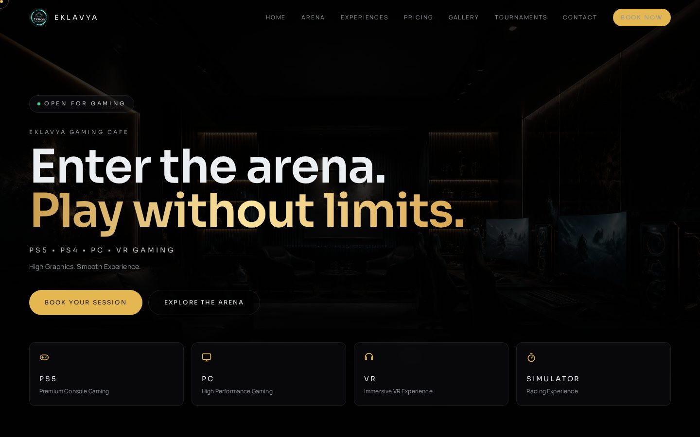 Eklavya Gaming Cafe website preview